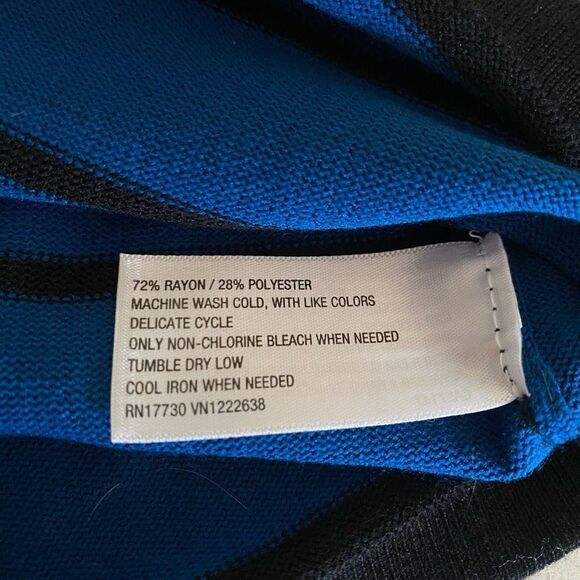 Xhilaration Medium Sweater Dress Black Blue Stripe 3/4 Sleeve Fall Winter - Picture 8 of 8